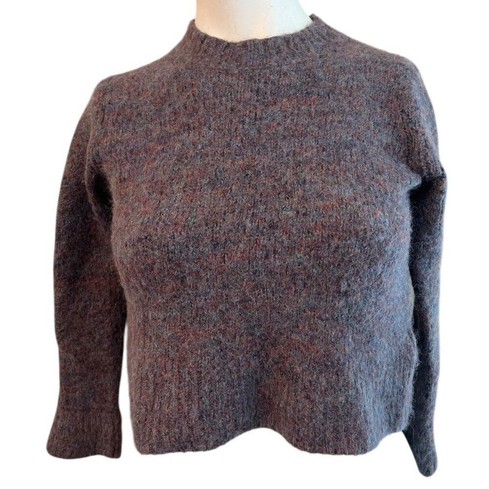Vince Ladies Small Purple Marled Alpaca Blend Crew Neck Short Cropped Sweater